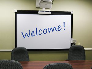 Projector in Frank B. Murray Conference Room 207 in Willard Hall Education Building